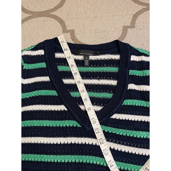 White House Black Market Long Sleeve Stripe V-Neck Pullover Sweater, size medium - Picture 12 of 14